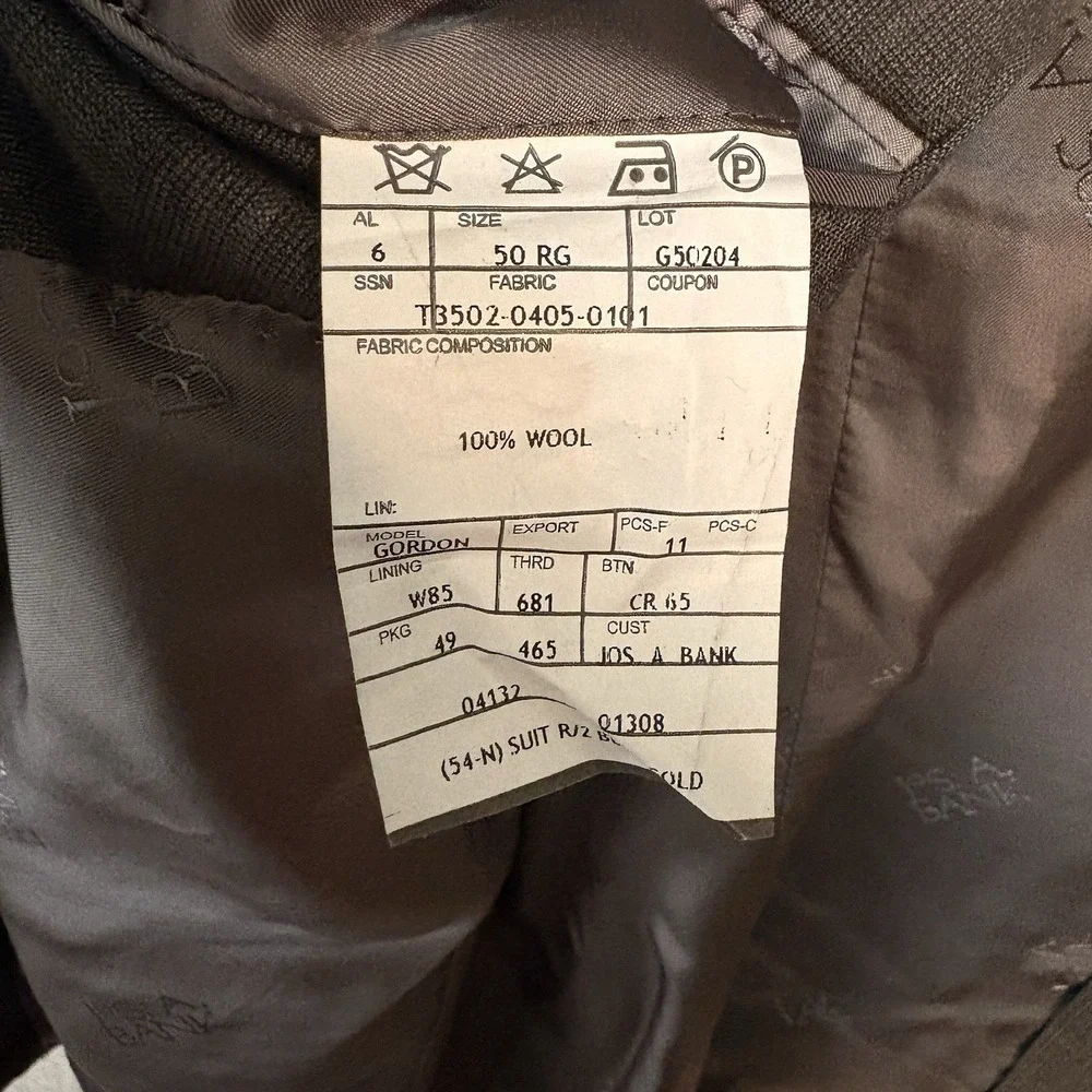 Jos A Bank Wool Suit Men 50R (52